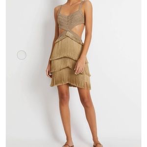 Patbo metallic fringe gold mini dress